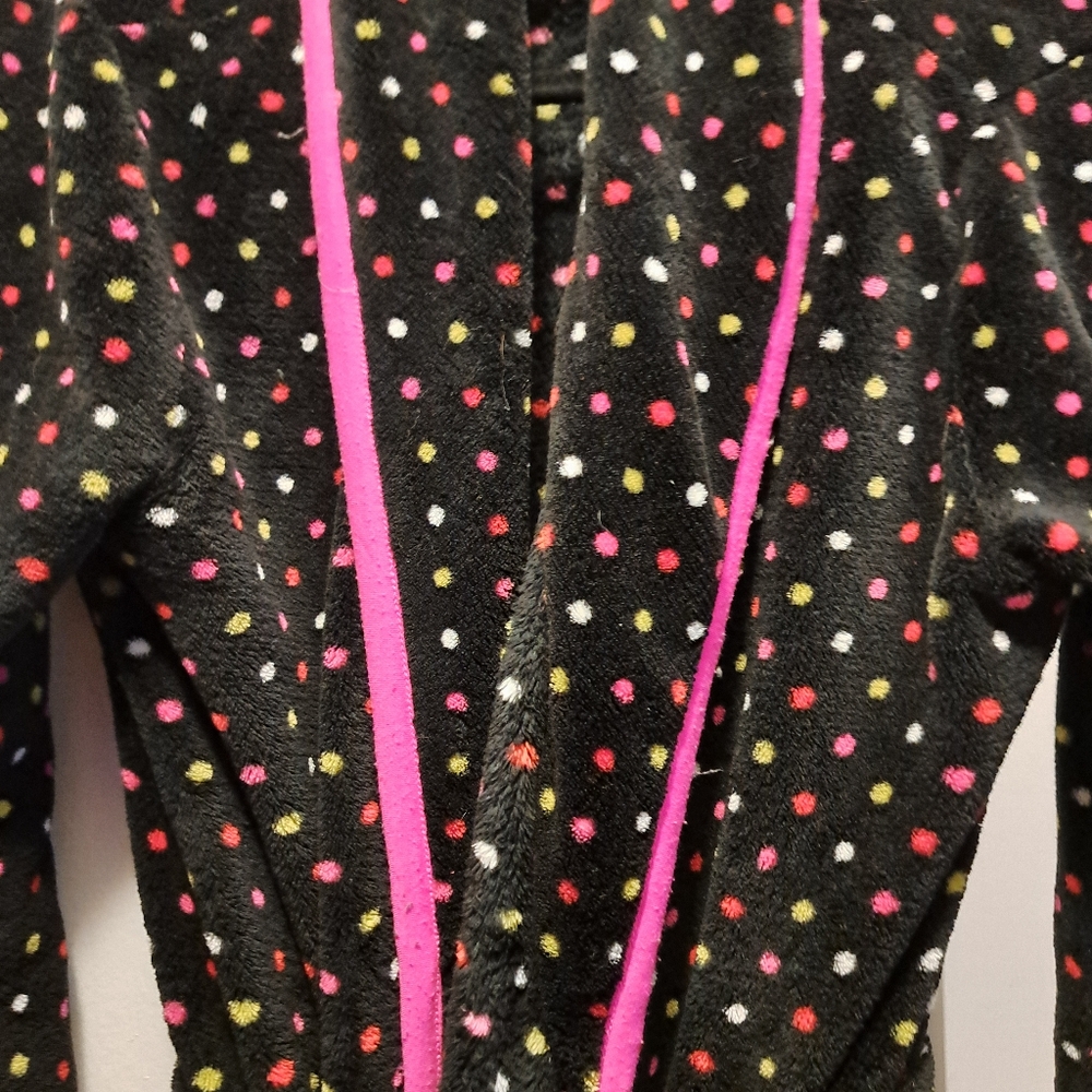Black Polka Dot Wrap Jacket with Pink Trim - Picture 2 of 3
